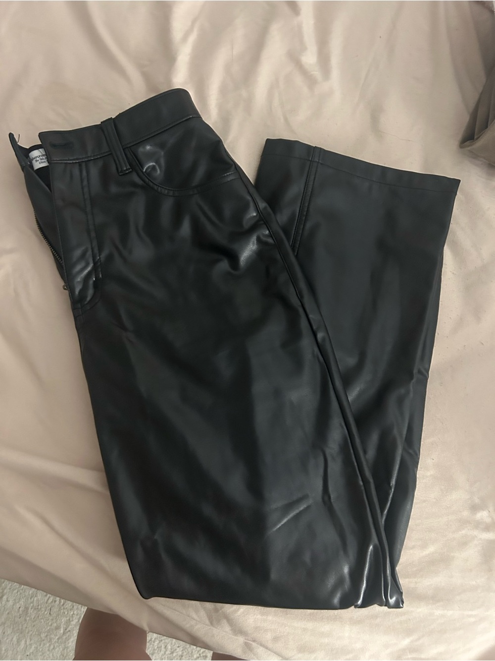 Abercrombie & Fitch Curve Love Black Faux Leather Pants